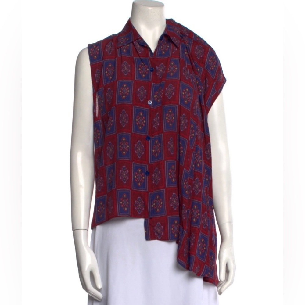 Balenciaga 2019 Convertible Paisley Asymmetrical Button-Up size FR 36 US 4 NWT